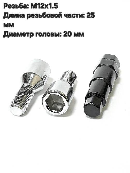 Болты для дисков с узкими колодцами М12х1.5 L25 мм (8 шт. + ключ 6-и гранник) 2